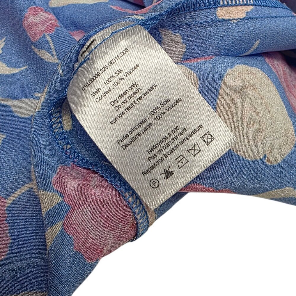 RIXO Evie Silk Maxi Dress, Flutter Sleeve, Tie Back, 100% Silk, Floral, Size 2 - Picture 7 of 11